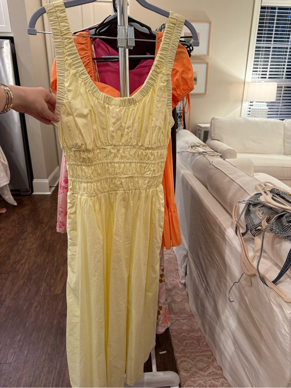 LOFT Pale Yellow Smocked Maxi Dress